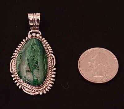 Navajo Sterling Silver Oval Pendant With Beautiful Malachite Stone