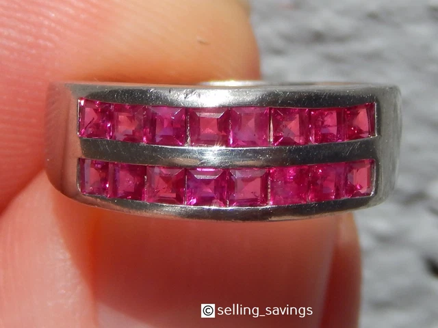 900 Platinum 1.50 Tcw Ruby Channel Set Band Ring High End -Size 5.75 , 6.5 Grams