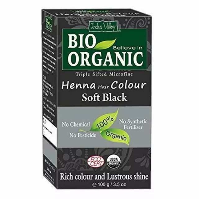 Indus Valley Bio Organic Soft Black Henna Hair Color - 100 gm - Free Shipping