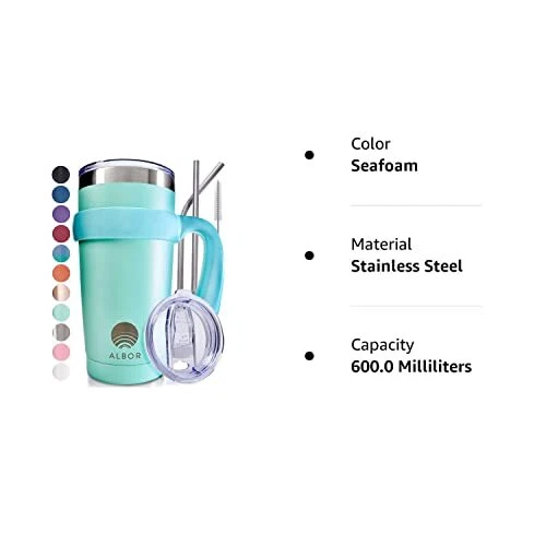 Insulated Tumbler with Lid and Straw - 20 oz Insulated Coffee Mug 2
