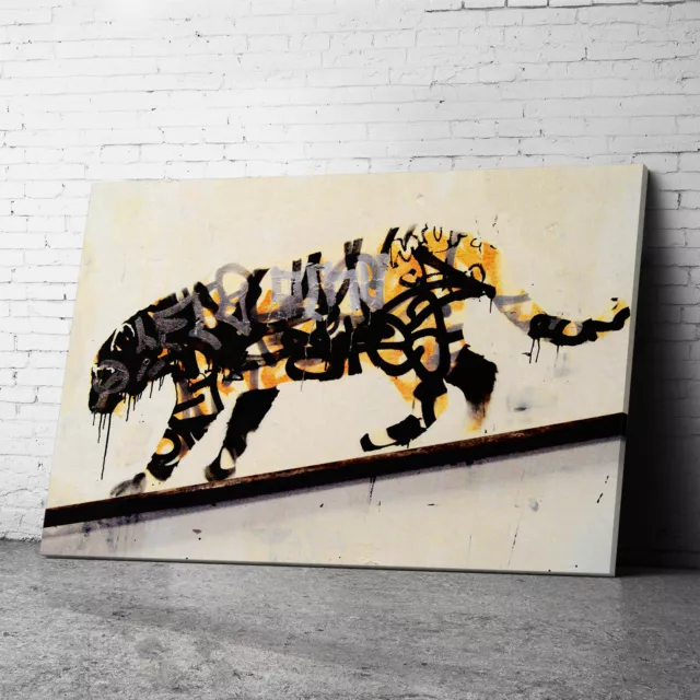 Tiger Banksy Canvas Wall Art Prints Framed Large Graffiti Pictures