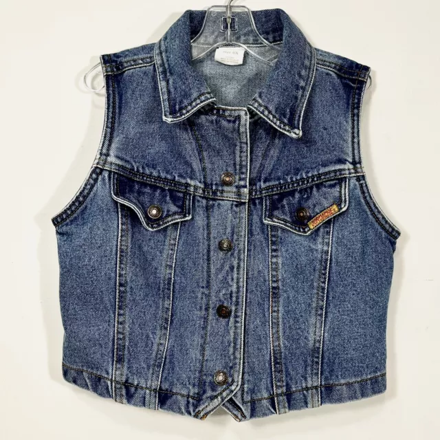1990’s Jordache Denim Jean Vest Stone Washed Pockets 100% Cotton Sz 6X