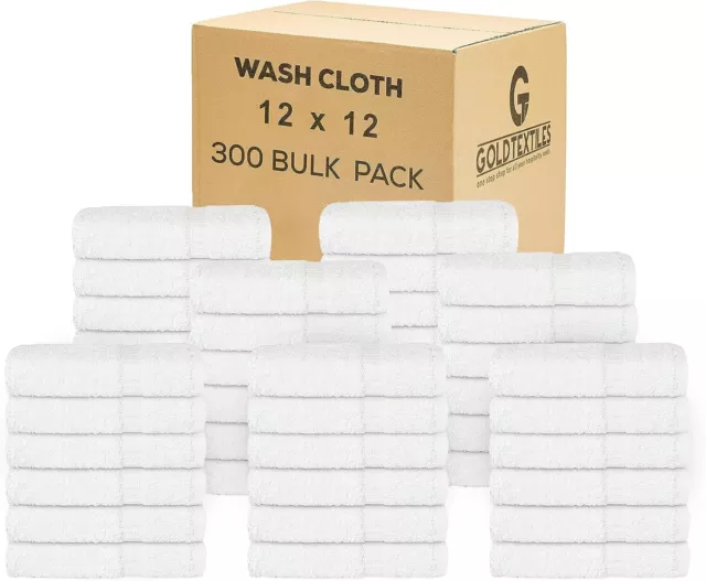 Wash Cloth Towels Sets 100% Cotton 12x12 Pack of 12,24,48,300  Soft Face & Body