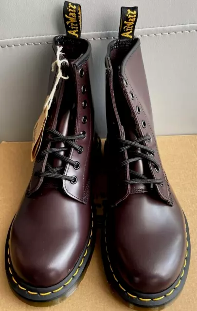 Dr. Martens 1460 Burgundy Smooth Leather Lace Up Ankle Boots Size Uk 10 Eu 45