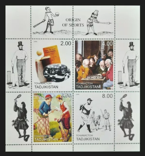 157. Tadschikistan 1999 Briefmarke S/S Origin Von SPORTS,Schach,Golf,Baseball,
