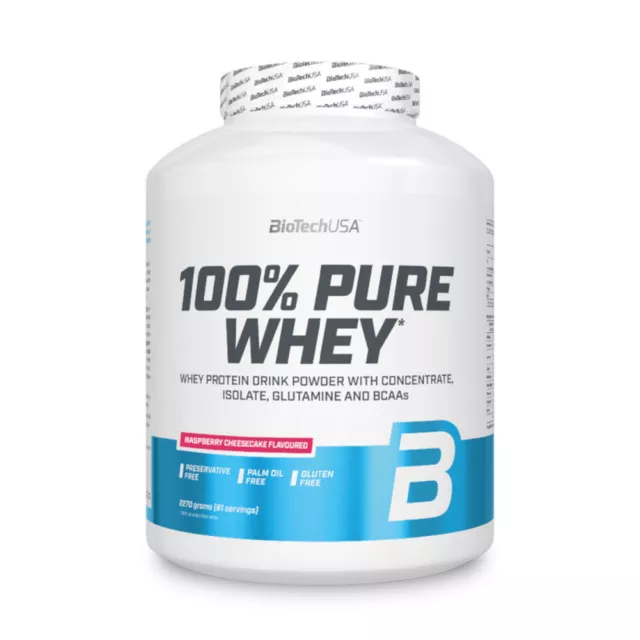 (25,51 EUR/kg) BioTech USA 100% Pure Whey lattina 2,27 kg proteine BCAA aminoacidi