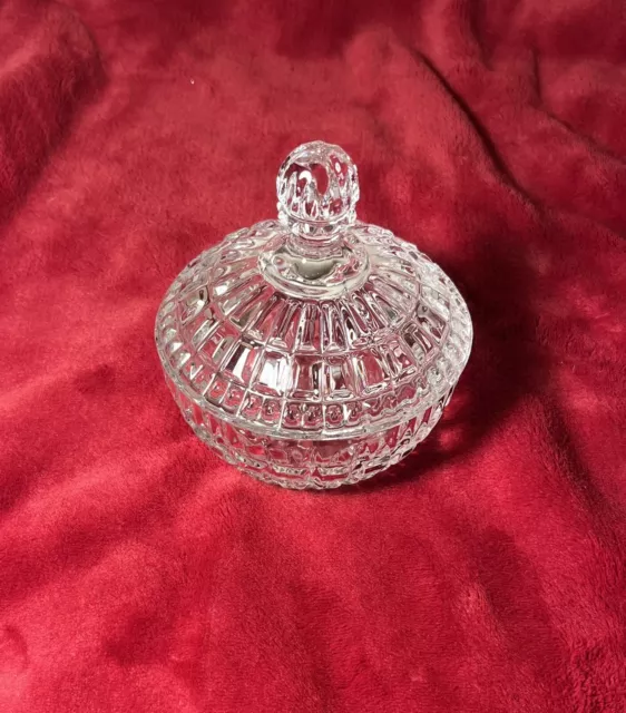 Vintage 1970's Lead Crystal Clear Glass Industries Yugoslavia Candy Dish w Lid