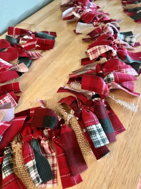 Christmas Plaid Burlap Garland 5FT Farmhouse Rustic Shabby Chic