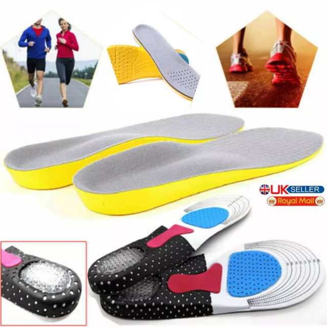 Work Boots Orthotic Foot Arch Heel Support Shoe Inserts Massaging Gel Insoles Uk