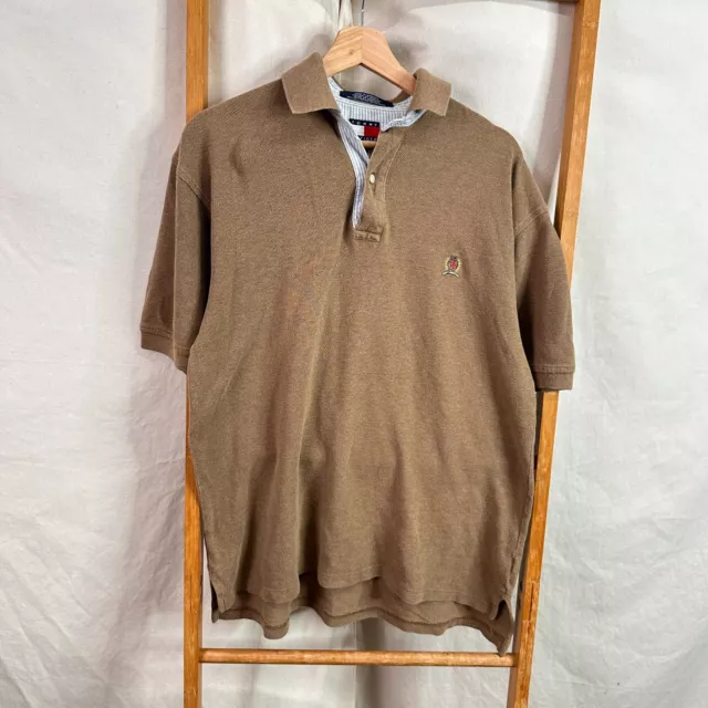 Tommy Hilfiger Polo Shirt Mens Small Brown Short Sleeve