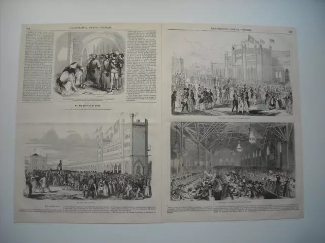 1844 Engraving. Swiss. 1844 Le Tir Federal, A Bale. 3 Engravings With Explanatory