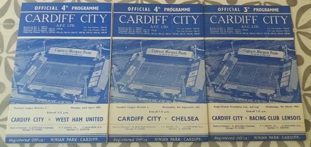 CARDIFF CITY  v CHELSEA  Div 1  Sept  1961/1962  EXCELLENT