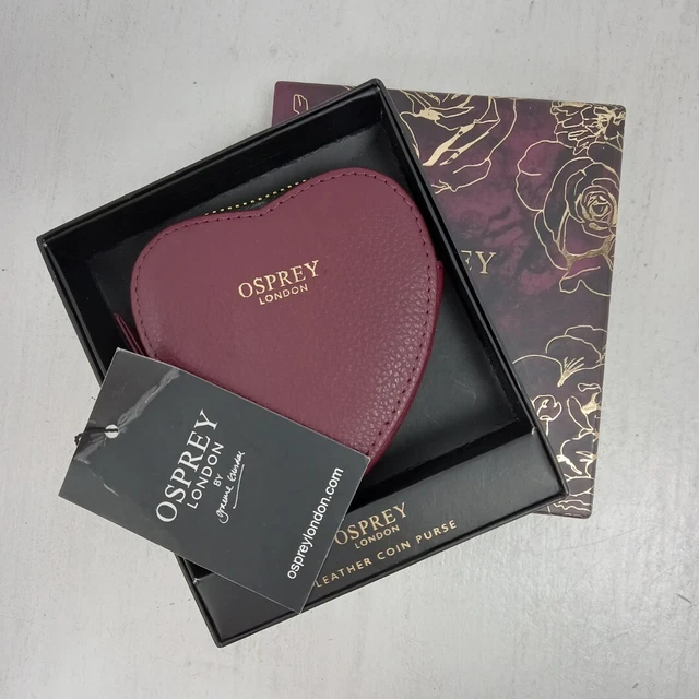 Borsa moneta cuore di Osprey pelle rossa bordeaux oro cerniera regalo RMF37-RP