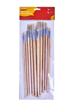 VERNICE ACRILICA NUOVA 12pc Piatto Punta Pennello Set XL LAVORO ARTIGIANALE pittore artista OLIO 