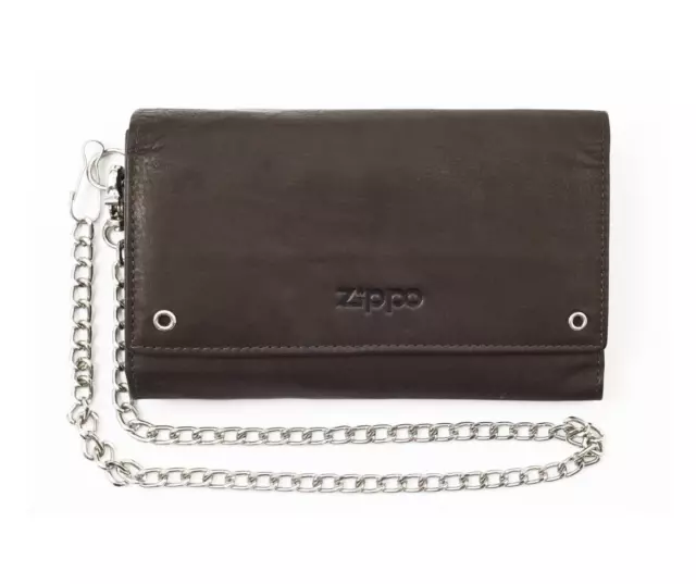 Genuine Zippo Leather Biker's Wallet, Mocca