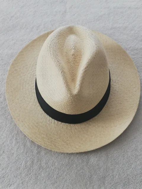 GENUINE ECUADOR HAT "PANAMA HAT" 100% TOQUILLA STRAW  MEDIUM 58Cm CLASSIC BEIGE