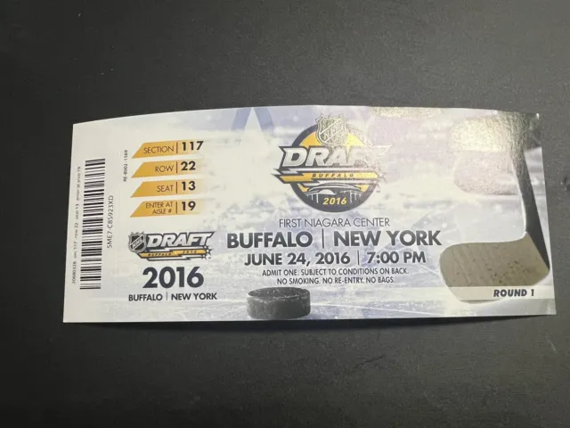 2016 NHL Draft June 24 Auston Matthews #1 Buffalo Host Full Ticket Maple Leafs