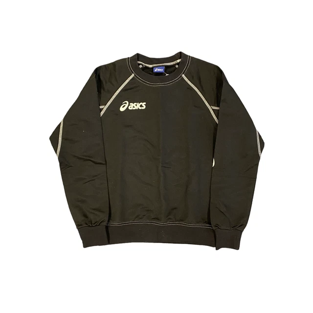 Felpa con logo Asics bambino (taglia 9-10y) felpa Crew bianca e nera - Nuova