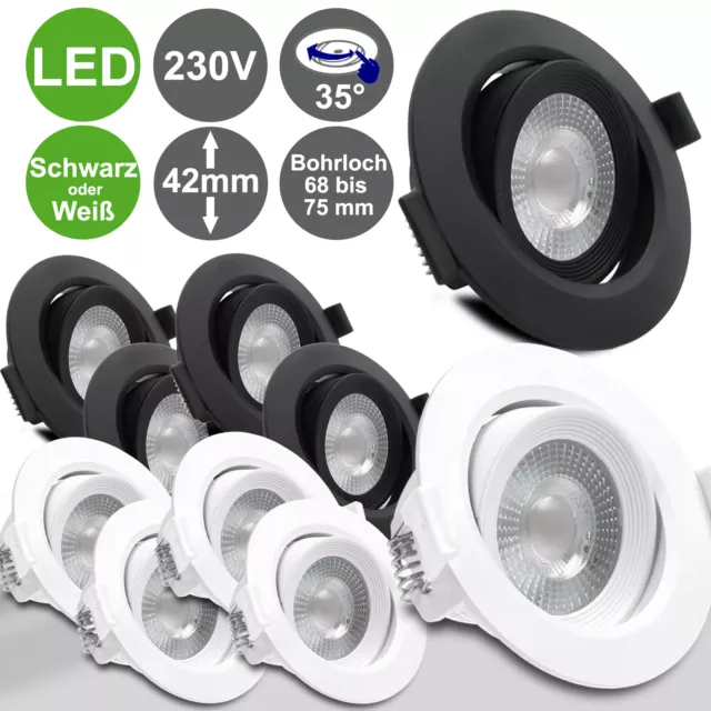 LED Einbaustrahler Decken Spots Lampe 5W 7W Einbau Leuchte ultra flach Set MERA