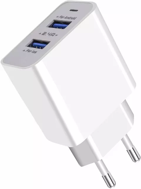 Cargador Ultra Rapido Doble USB 2.4A USB 3.0 Adaptador de Carga Universal Iphone