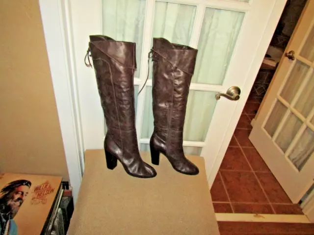 Bronx Brown Leather Tall Boots Over Knee Made In Brazil Women's size 10