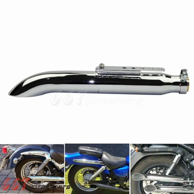 Chrome Universal 19'' Muffler Exhaust Pipe For Harley Honda Suzuki Cafe Racer