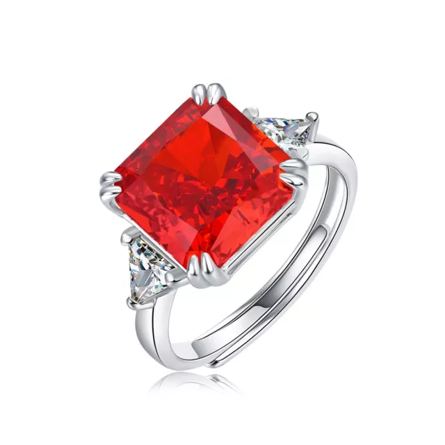6CT CREATED PRINCESS Cut Red Diamond Solitaire Engagement Ring 14K ...