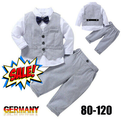 Baby Junge Gentleman Outfits Taufanzug Hochzeitanzug Langarmshirt+Weste+Hosen *