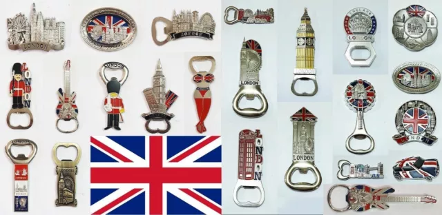 I LOVE LONDON ENGLAND UNION JACK FRIDGE MAGNET SOUVENIRS 12 Pcs (BOTTLE OPENER )