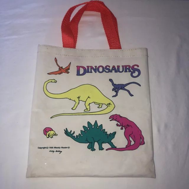 Vintage 1988 Dinosaur Retro Tote Bag Purse Weekly Reader Vickey Boiling 9x11