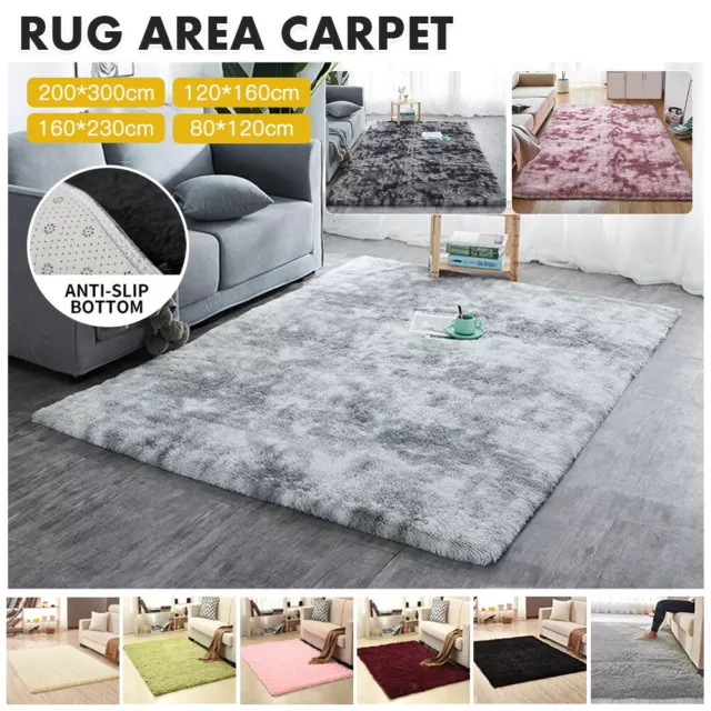 X-Large Floor Rug Rugs Fluffy Area Carpet Shaggy Soft Living Room Bedroom Pads