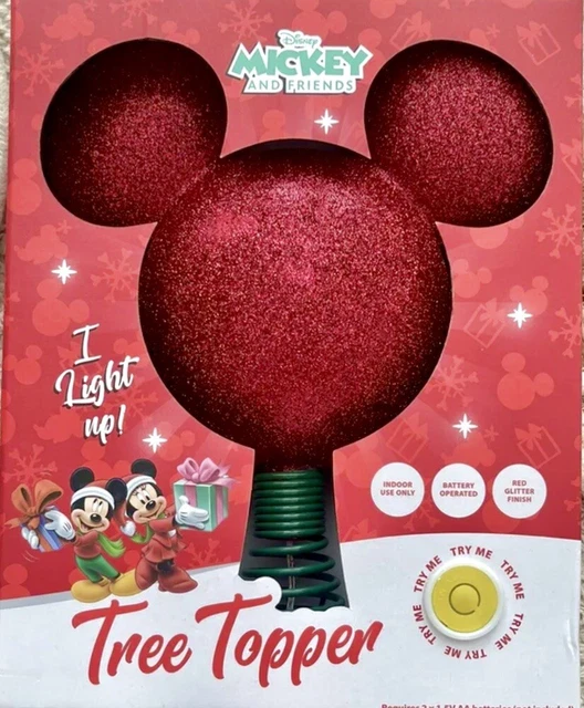 DISNEY MICKEY MOUSE Light Up Christmas Tree Topper Mickey & Friends