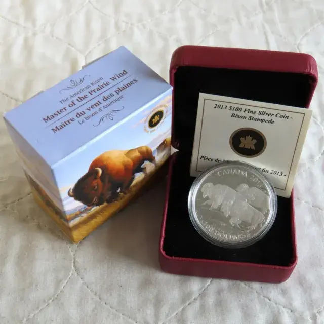 2013 Canada $100 Bison Stampede .9999 Silver Coin Box & COA 50,000 Minted Gem