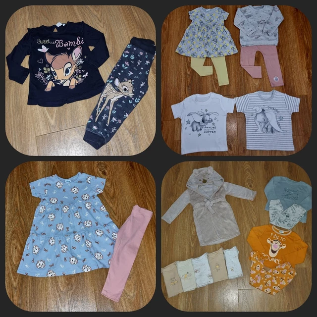 #21 Pacchetto di vestiti Disney per bambine età 18-24 mesi Dumbo Bambi Pooh