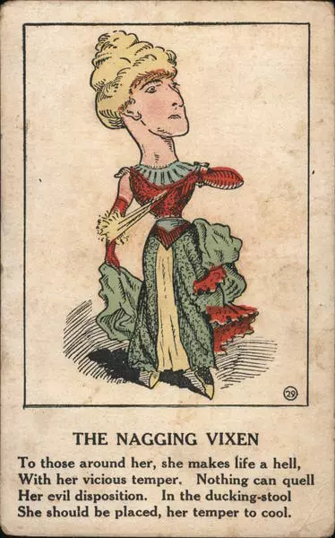 Caricature The Nagging Vixen Antique Postcard Vintage Post Card