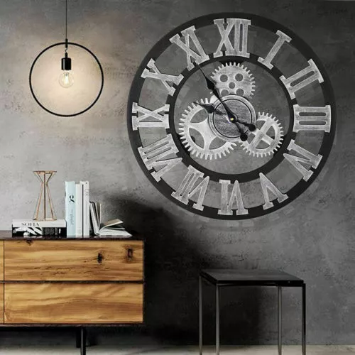 Large Gear Wall Clock Vintage Rustic Wooden luxury Handmade Clock Art Vintage