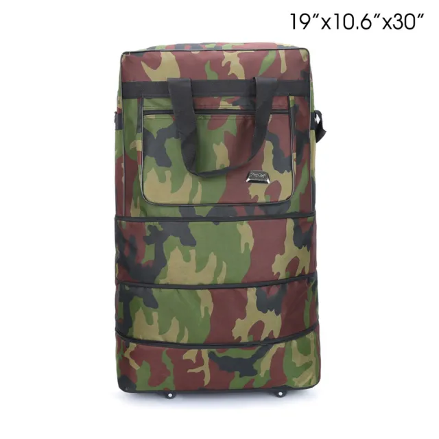 30" Expandable Rolling Duffle Bag Wheeled Luggage Foldable Suitcase 3-Layers