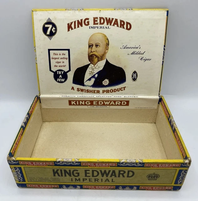 VINTAGE KING EDWARD The Seventh King Edward Imperial Cigar Box Empty