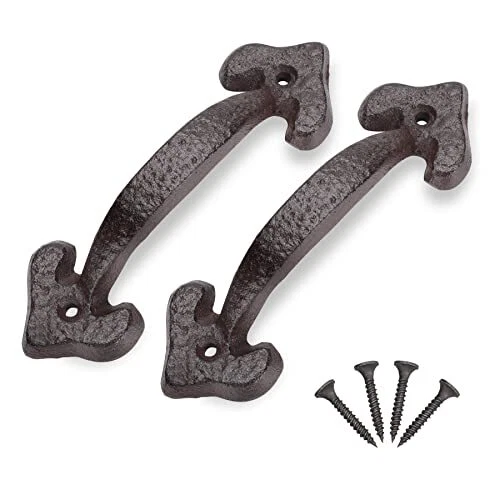 Heavy Duty Cast Iron Barn Door Handle Sliding Gate Hardware Set 2 Pack Red 7"