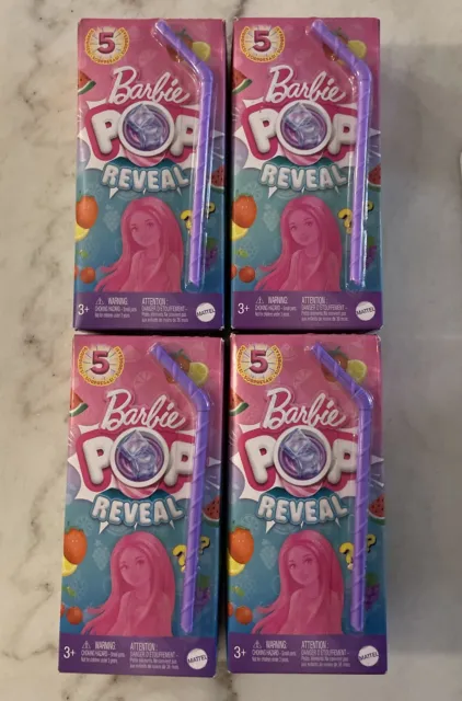 Barbie Pop Reveal Fruit Series Doll, Strawberry Lemonade Theme with 8  Surprises Including Pet & Accessories, Slime, Scent & Color Change