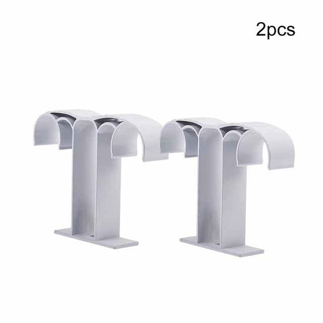 2Pcs Aluminum Alloy  Metal Curtain Pole Rod Wall Bracket Holder for 25-28mm Pole