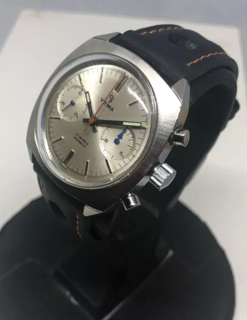 Chronographe vintage YEMA Valjoux 7733, compteur 45m,  tout acier, révisé