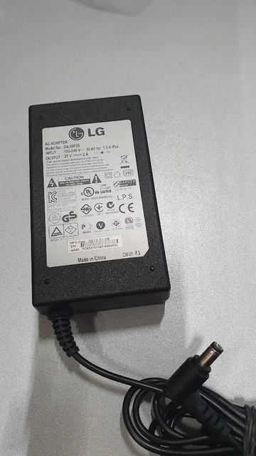 2at Ac25v LG AC ADAPTER DA-50F25 25V 2A Used Working Without Power Cord £2.38 ...