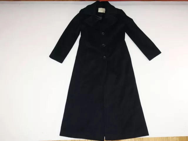 Fleurette Women's Overcoat Size 6 Loro Piana 100% Wool Full Length 3 Button Coat