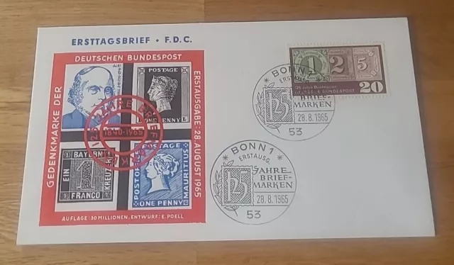 Ersttagsbrief Bund 1965  "125 Jahre Briefmarken" Nr. 482