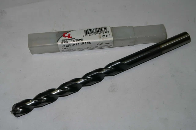 CHICAGO-LATROBE 1/2" Parabolic Taper Length TiCN Coated Drill 120WLPN 49993 USA