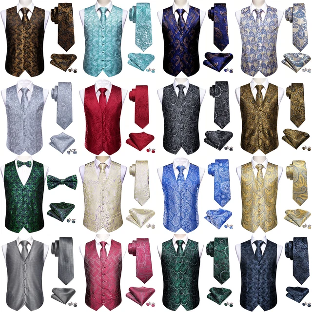 Gilet da uomo rosso blu oro nero paisley floreale gilet tuta da smoking