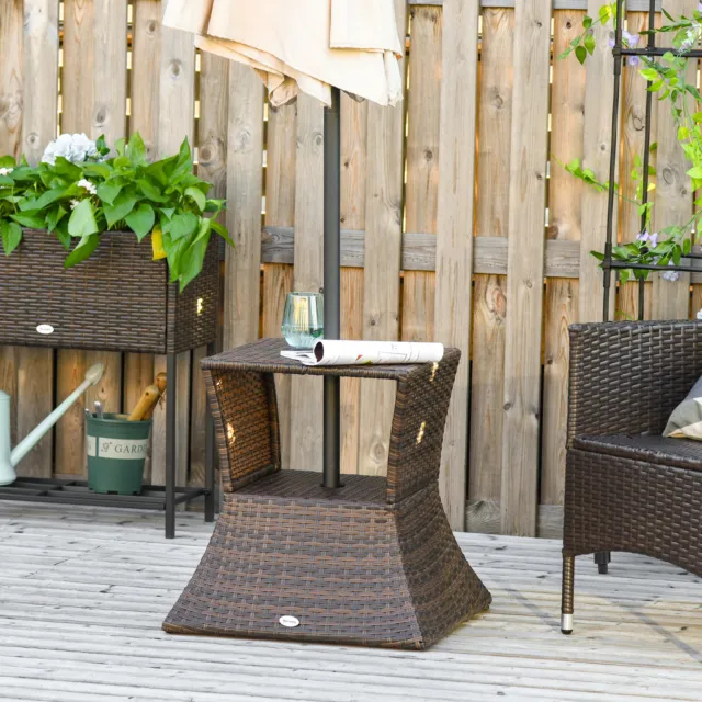 Outsunny Gartentisch Beistelltisch Sonnenschirmständer Gartenmöbel Polyrattan