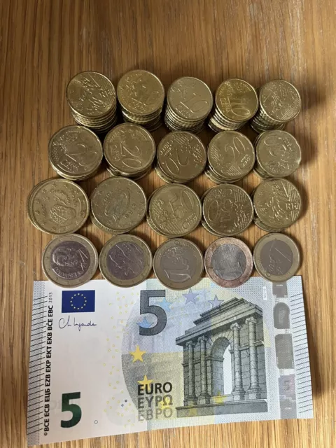 Euro Left Over Holiday Money €25 in a Note & Mixed Coins