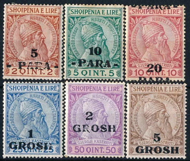 ALBANIA 1914 Skanderbeg Issue of 1913 Surcharged, 6 diff mint value stamps #A875